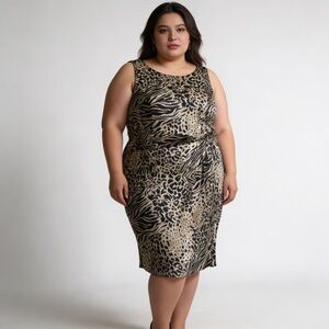 DANA KAY | Animal Print Satin Sleeveless Cocktail Dress Sz 20W